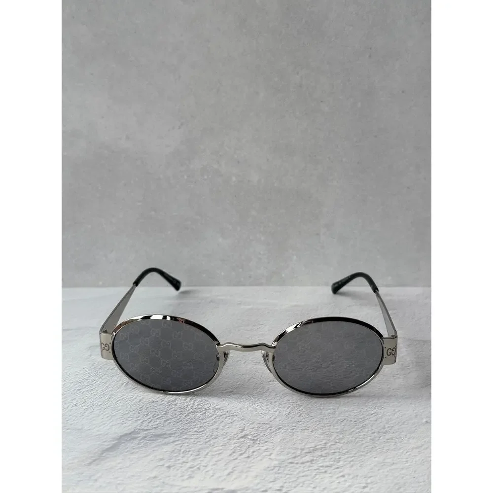 NEW Gucci GG1854S Silver Metal Round Logo Sunglasses $610